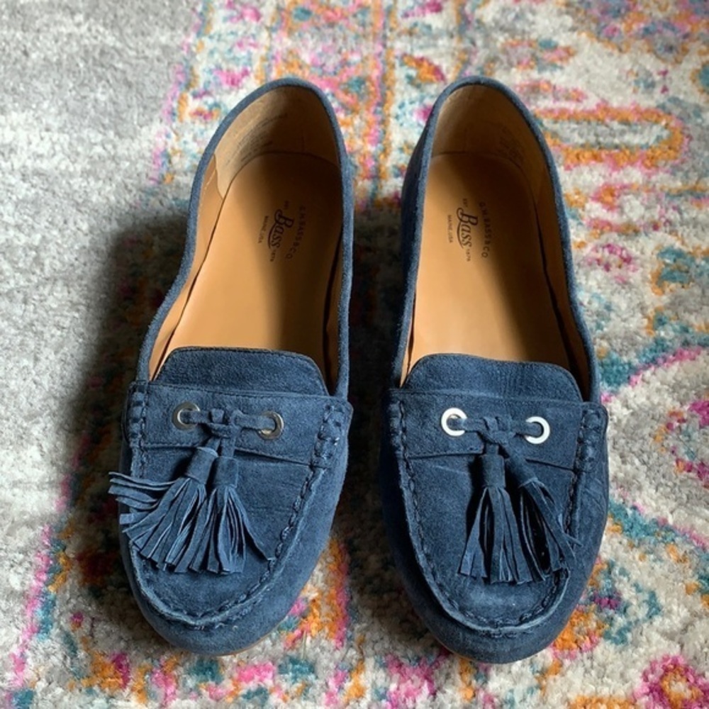 Bass Bonnie Blue Suede Driving Moccasins Loafers 5